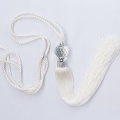 Abraçadeira Com Pingente Cristal Para Cortina 1 Un - Marfim