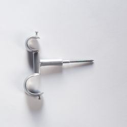 Suporte Duplo de Teto para Varão de 28x19mm - Aço Escovado