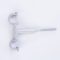 Suporte Duplo de Teto para Varão de 19x19mm - Aço Escovado