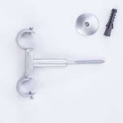 Suporte Duplo de Teto para Varão de 19x19mm - Aço Escovado