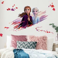 Adesivo de Parede - Auto Colante - Disney Princesas Elza e Anna - 92cm x 43cm
