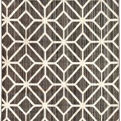 Tapete para Sala e Quarto Carter Geométrico 06 1,00X1,40-Cinza/bege
