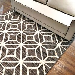 Tapete para Sala e Quarto Carter Geométrico 06 1,00X1,40-Cinza/bege