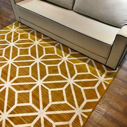 Tapete para Sala e Quarto Carter Geométrico 08 1,33X1,90- Amarelo/Bege