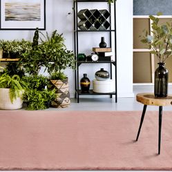Tapete Para Sala-Quarto Aconchego 07 100X140 Rosa Felpudo