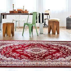 Tapete Para Sala-Quarto Bruxelas 03 100X140 Vermelho Clássico