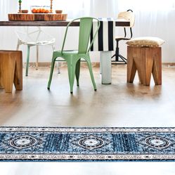 Tapete Para Sala-Quarto Bruxelas 09 50X100 Azul Clássico