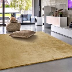 Tapete Para Sala-Quarto Pluma 03 100X140 Bege Felpudo