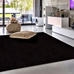 Tapete Para Sala-Quarto Pluma 04 100X140 Preto Felpudo