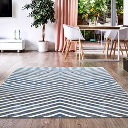 Tapete Para Sala-Quarto Antuerpia 02 140X200 Azul Geométrico