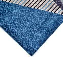 Tapete Para Sala-Quarto Liege 04 140X200 Azul-Bege Geométrico