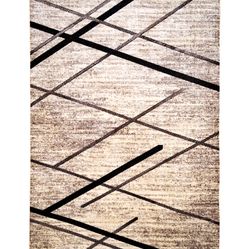 Tapete Para Sala-Quarto Liege 05 66x210 Bege Cinza Geométrico