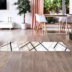 Tapete Para Sala-Quarto Liege 05 66x210 Bege Cinza Geométrico