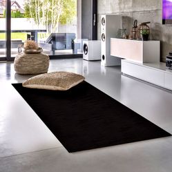 Tapete Para Sala-Quarto Pluma 04 67X180 Preto Felpudo