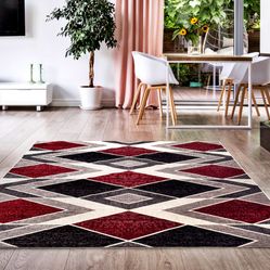 Tapete Para Sala-Quarto Antuerpia 04 200X250 Vermelho Geométrico