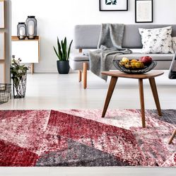 Tapete Para Sala-Quarto Liege 03 200X250 Vermelho Geométrico