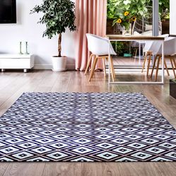 Tapete Para Sala-Quarto Antuerpia 03 250X300 Azul-Bege Geométrico
