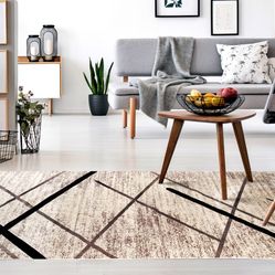 Tapete Para Sala-Quarto Liege 05 250X380 Bege Cinza Geométrico
