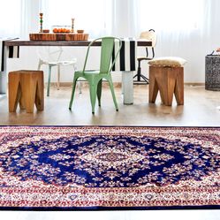 Tapete Para Sala-Quarto Bruxelas 07 40X60 Azul Clássico