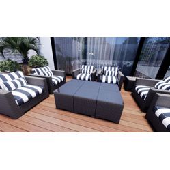 Tecido Impermeável Ipanema Marinho 03 Listrado - Largura 1,40