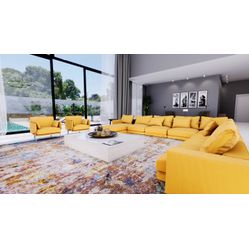 Sintético Para Sofá e Estofado Coroprime 9194/5625 Liso Amarelo Canário - Largura 1,40m