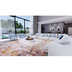 Tecido Para Sofá e Estofado Valência 18 Listrado Mini Azul Cru - Largura 1,40m