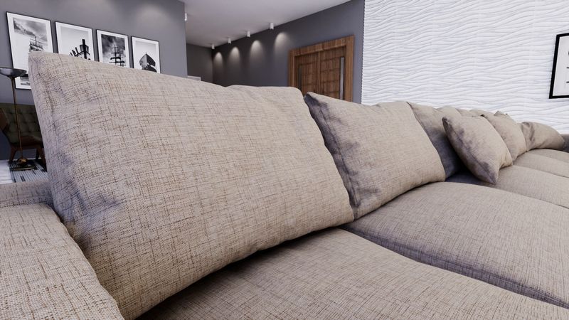 Tecido para sofá Novo Aturias acizentado aplicado da Wiler-k