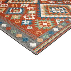 Tapete para Sala Geométrico Vermelho, Azul e Bege Aurora 06 66X120