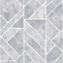 Papel de Parede Colorkey - Col1002 Geométrico Marfim/Prata - Rolo Fechado de 53cm x 10Mts