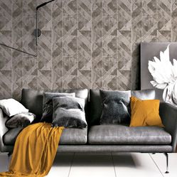 Papel de Parede Colorkey - Col1016 Geométrico Prata - Rolo Fechado de 53cm x 10Mts