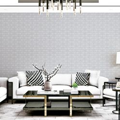 Papel de Parede Colorkey - Col1017 Geométrico Prata - Rolo Fechado de 53cm x 10Mts
