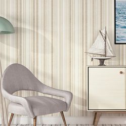Papel de Parede Colorkey - Col1069 Listrado Marfim - Rolo Fechado de 53cm x 10Mts