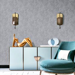 Papel de Parede Essencial - Ess1005 Folhas Cinza - Rolo Fechado de 53cm x 10Mts