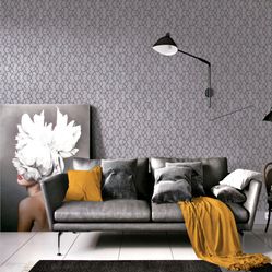 Papel de Parede Essencial - Ess1027 Geometrico Cinza/ Prata - Rolo Fechado de 53cm x 10Mts