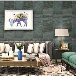 Papel de Parede Essencial - Ess1030 quadriculado Azul/Prata - Rolo Fechado de 53cm x 10Mts