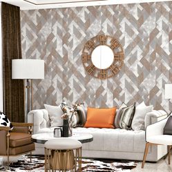 Papel de Parede Essencial - Ess1039 Geometrico Cinza/Branco - Rolo Fechado de 53cm x 10Mts