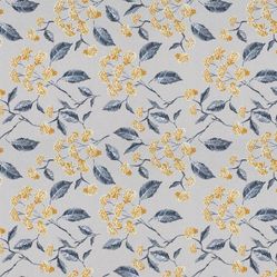 Tecido Para Sofá e Estofado Toronto 18 Floral Cinza Amarelo - Largura 1,40m