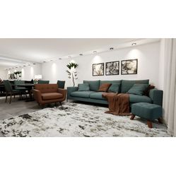 Tecido Para Sofa e Estofado Linho Sintético Deva 09 Liso Azul - Largura 1,40m