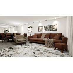 Tecido Para Sofa e Estofado Linho Sintético Deva 10 Liso Telha - Largura 1,40m
