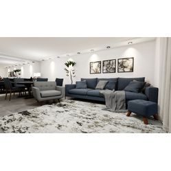 Tecido Para Sofá e Estofado Linho Sintético Mercúrio 07 Azul - Largura 1,40m
