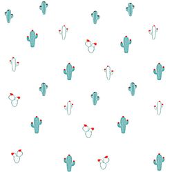 Papel de Parede Infantil Cactos Rosa/Branco Fofura Baby FF4012- Rolo Fechado com 0,53cm x 10mts