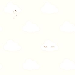 Papel de Parede Infantil Nuvens Bege/Branco Fofura Baby FF4015- Rolo Fechado com 0,53cm x 10mts