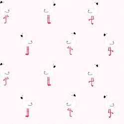 Papel de Parede Infantil Garças Rosa/Branco Fofura Baby FF4019- Rolo Fechado com 0,53cm x 10mts