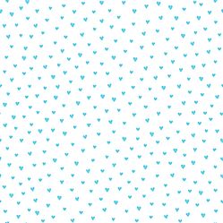 Papel de Parede Infantil Corações Branco/Azul Fofura Baby FF4021- Rolo Fechado com 0,53cm x 10mts