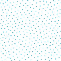 Papel de Parede Infantil Corações Branco/Azul Fofura Baby FF4021- Rolo Fechado com 0,53cm x 10mts