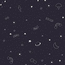 Papel de Parede Infantil Universo Azul Marinho/Cinza Fofura Baby FF4025- Rolo Fechado com 0,53cm x 10mts