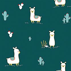 Papel de Parede Infantil Lhama Azul Marinho/Branco Fofura Baby FF4026- Rolo Fechado com 0,53cm x 10mts