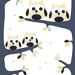 Papel de Parede Infantil Corujinhas Marfim/Azul Fofura Baby FF4044- Rolo Fechado com 0,53cm x 10mts