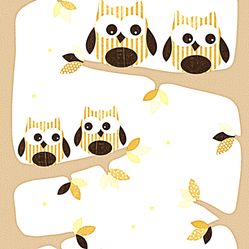Papel de Parede Infantil Corujinhas Marfim/Marrom Fofura Baby FF4045- Rolo Fechado com 0,53cm x 10mts