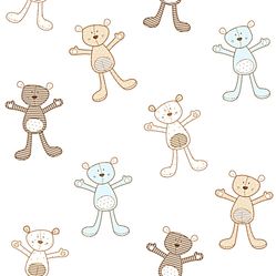Papel de Parede Infantil Ursinhos Branco/Azul Fofura Baby FF4050- Rolo Fechado com 0,53cm x 10mts